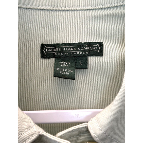 Ralph Lauren Jeans Co. Light Green Jean Jacket Women's Sz. Large - Button Up - Picture 3 of 10